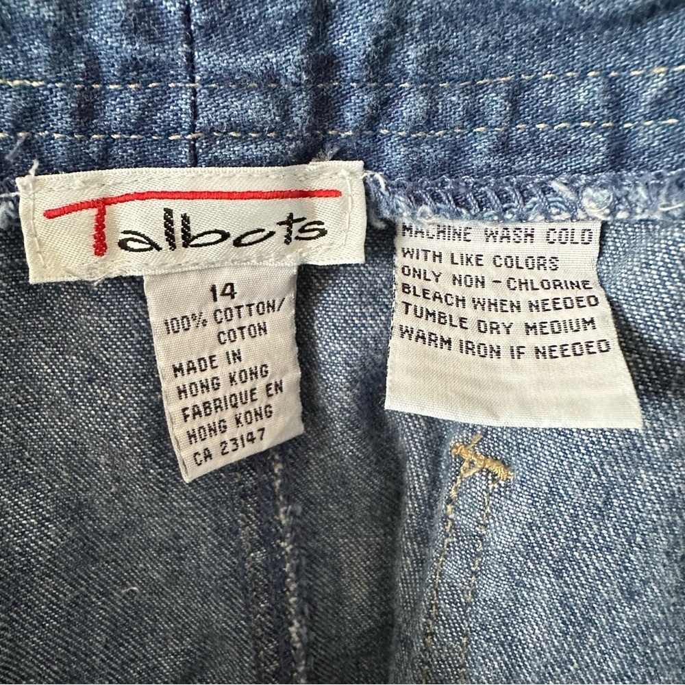 Talbots Vintage Denim Skirt 14 Paper Bag Waist Modest Pockets 90s Preppy - Picture 5 of 16